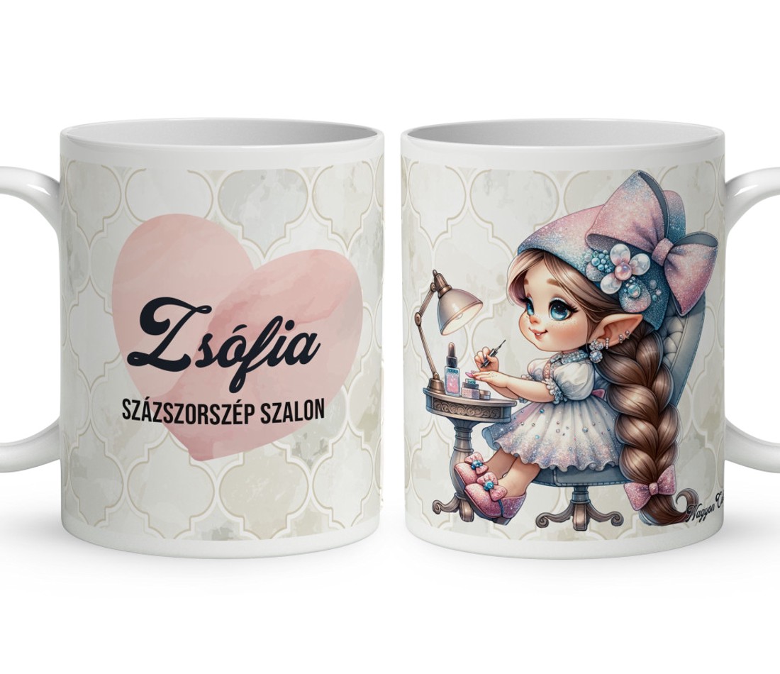 Névvel kérhető - Tündéri Körmös manólány mintás bögre - otthon & életmód - konyhafelszerelés, tálalás - tálalás - bögre & csésze - Meska.hu