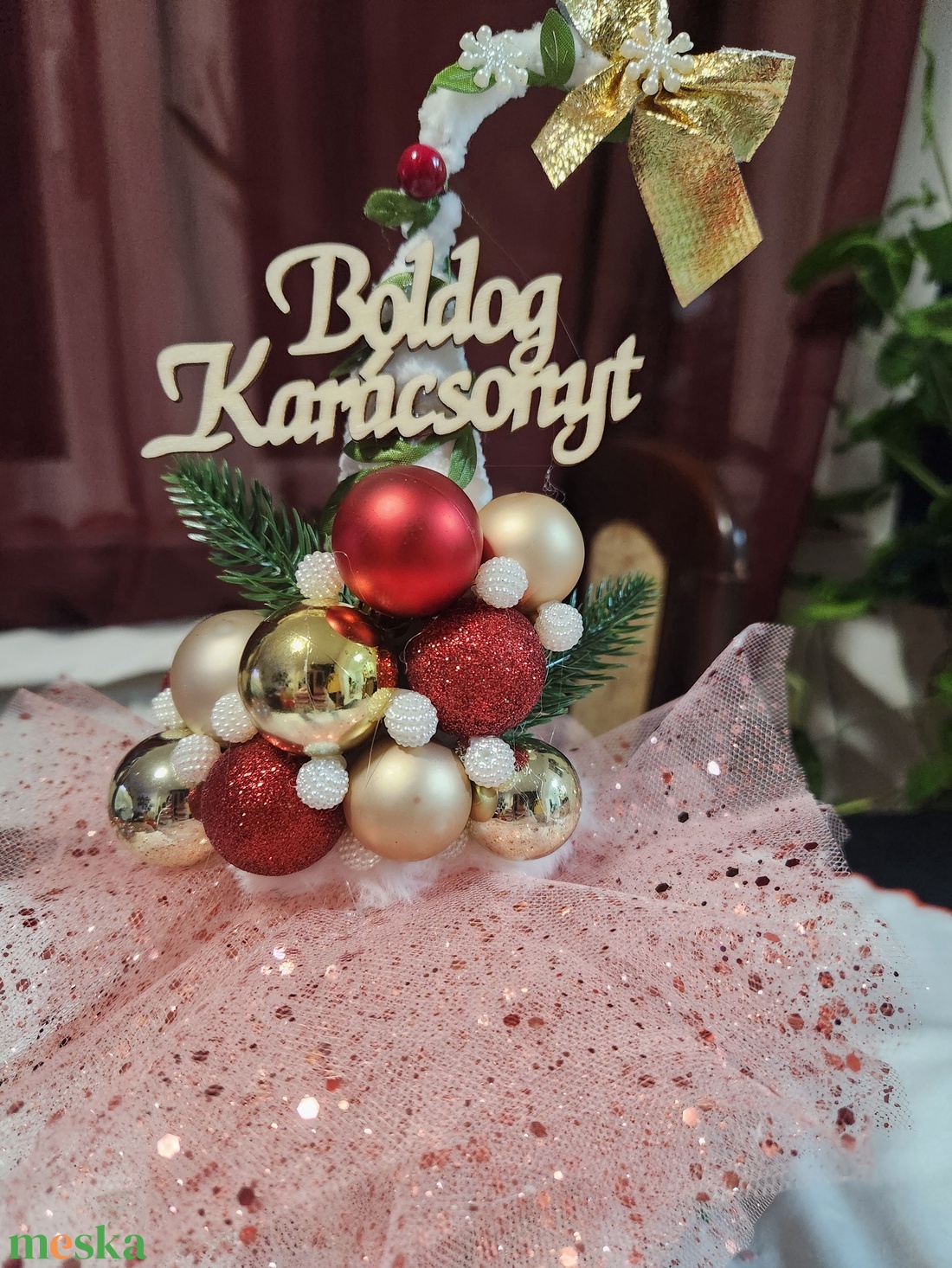 Karácsonyi asztaldísz - karácsony - karácsonyi lakásdekoráció - ünnepi asztaldekoráció - Meska.hu