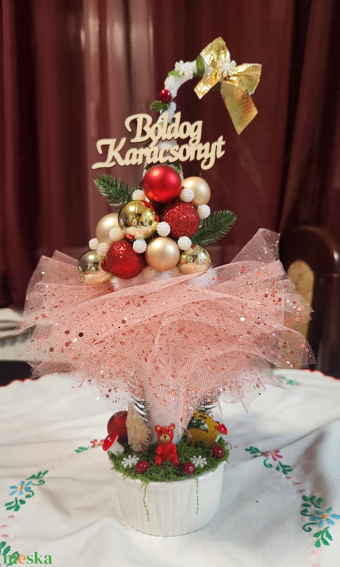 Karácsonyi asztaldísz - karácsony - karácsonyi lakásdekoráció - ünnepi asztaldekoráció - Meska.hu