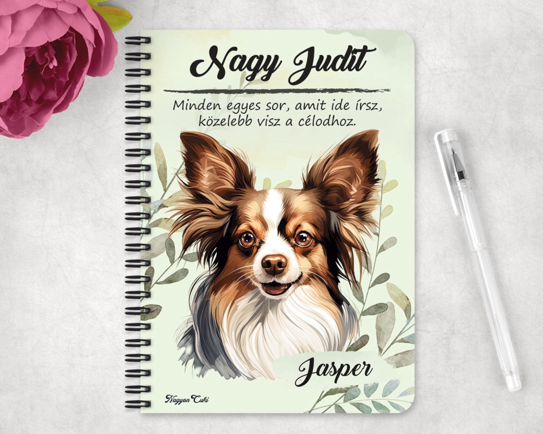 Személyre szabható - Sable Papillon portré mintás A5-ös füzet - otthon & életmód - papír, írószer - jegyzetfüzet & napló - Meska.hu