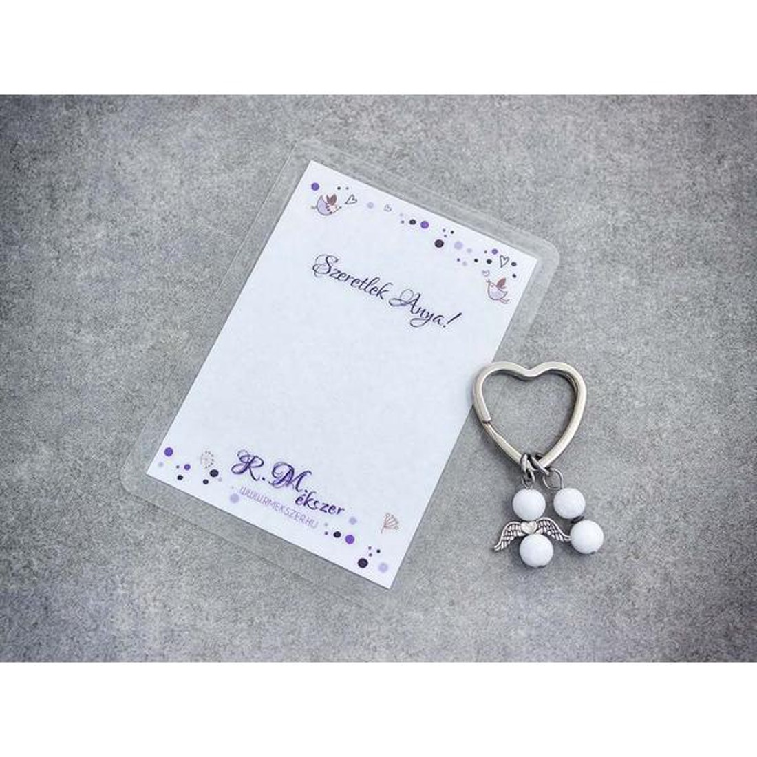 Szeretlek Anya kulcstartó tejkvarccal - táska & tok - kulcstartó & táskadísz - kulcstartó - Meska.hu