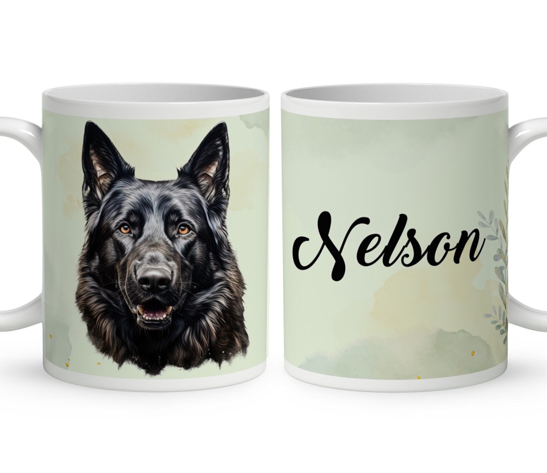 Névvel kérhető - Fekete németjuhász portré mintás bögre - otthon & életmód - konyhafelszerelés, tálalás - tálalás - bögre & csésze - Meska.hu