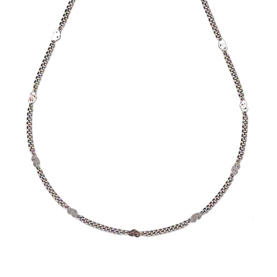 Orvosi acél finom ezüstszínű lánc korong díszítéssel 45 cm - ékszer - nyaklánc - Meska.hu