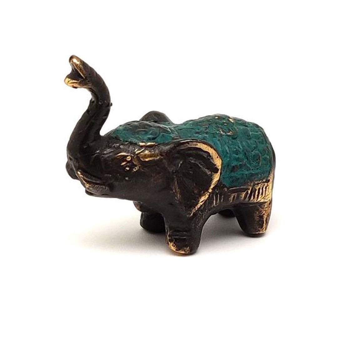 Réz figura elefánt óarany kék 4x4,5cm - otthon & életmód - dekoráció - spiritualitás - Meska.hu