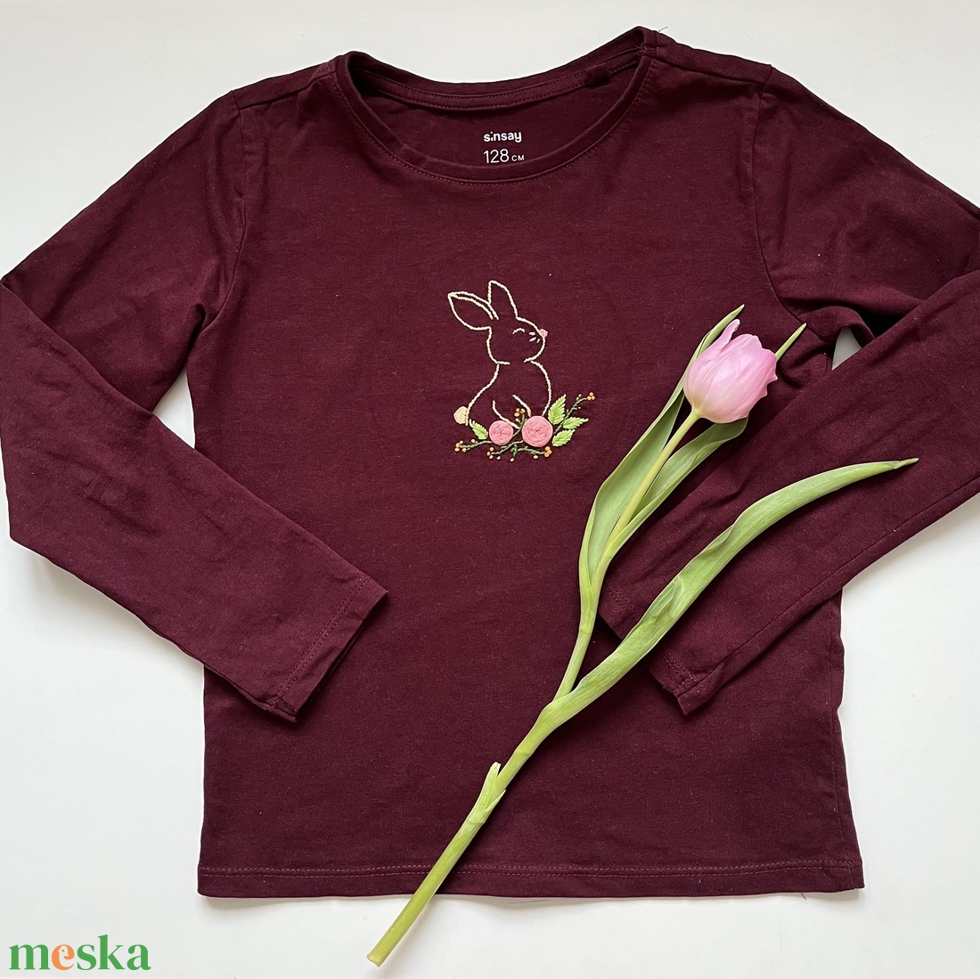 Nyuszikás hímzett gyerek felső - ruha & divat - gyerekruha - ruha - Meska.hu