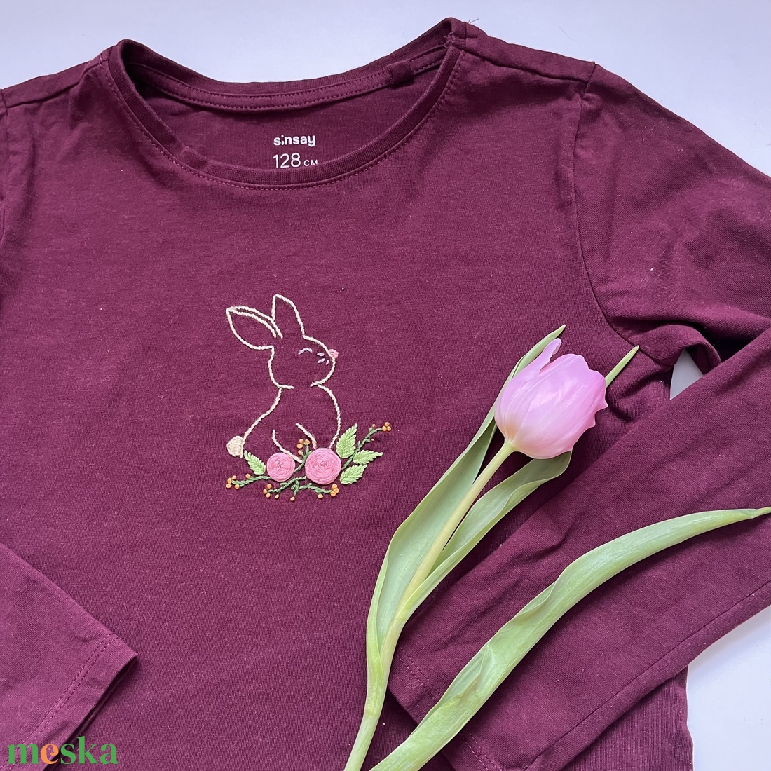 Nyuszikás hímzett gyerek felső - ruha & divat - gyerekruha - ruha - Meska.hu