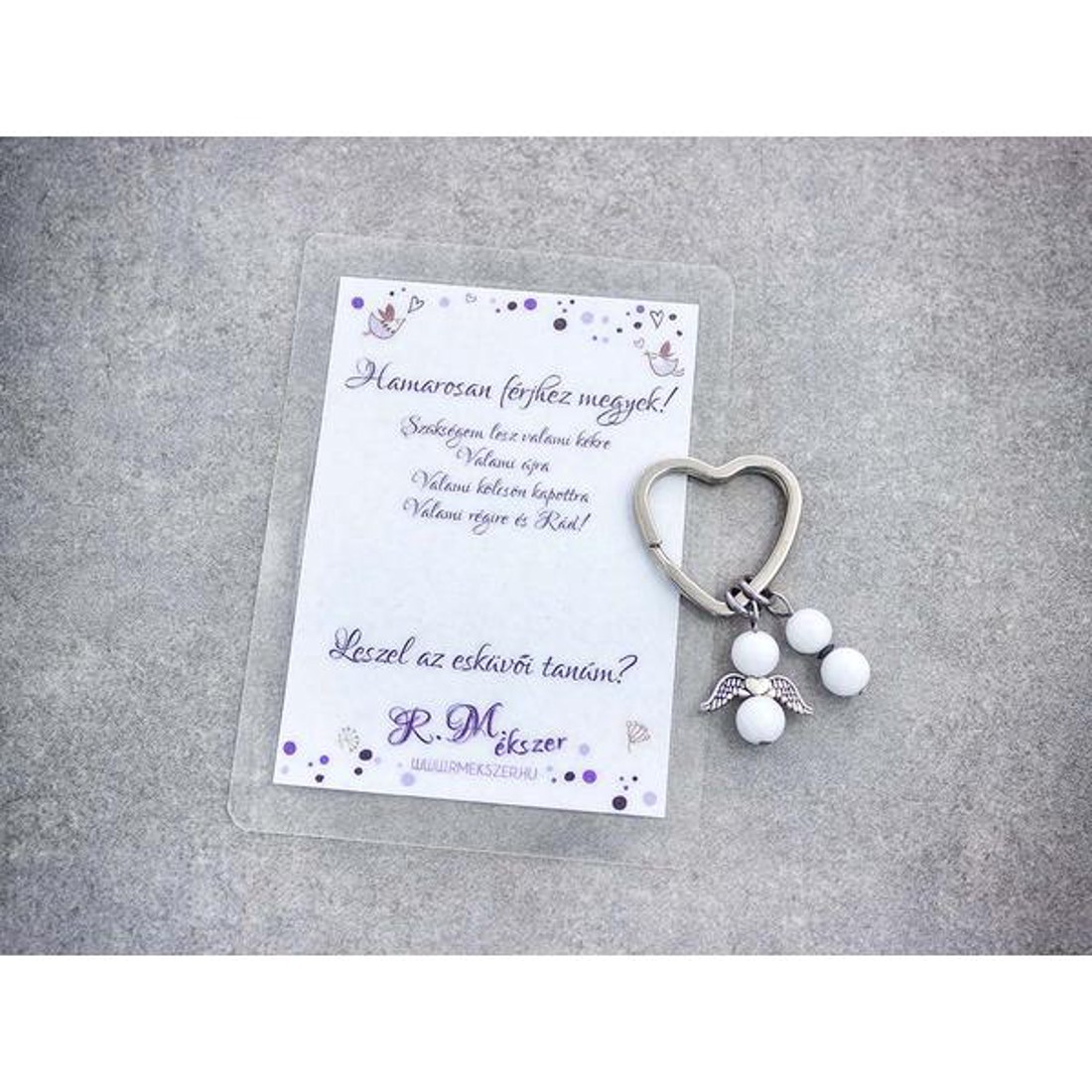 Hamarosan férjhez megyek kulcstartó tejkvarccal - esküvő - meghívó & kártya - tanú felkérő - Meska.hu