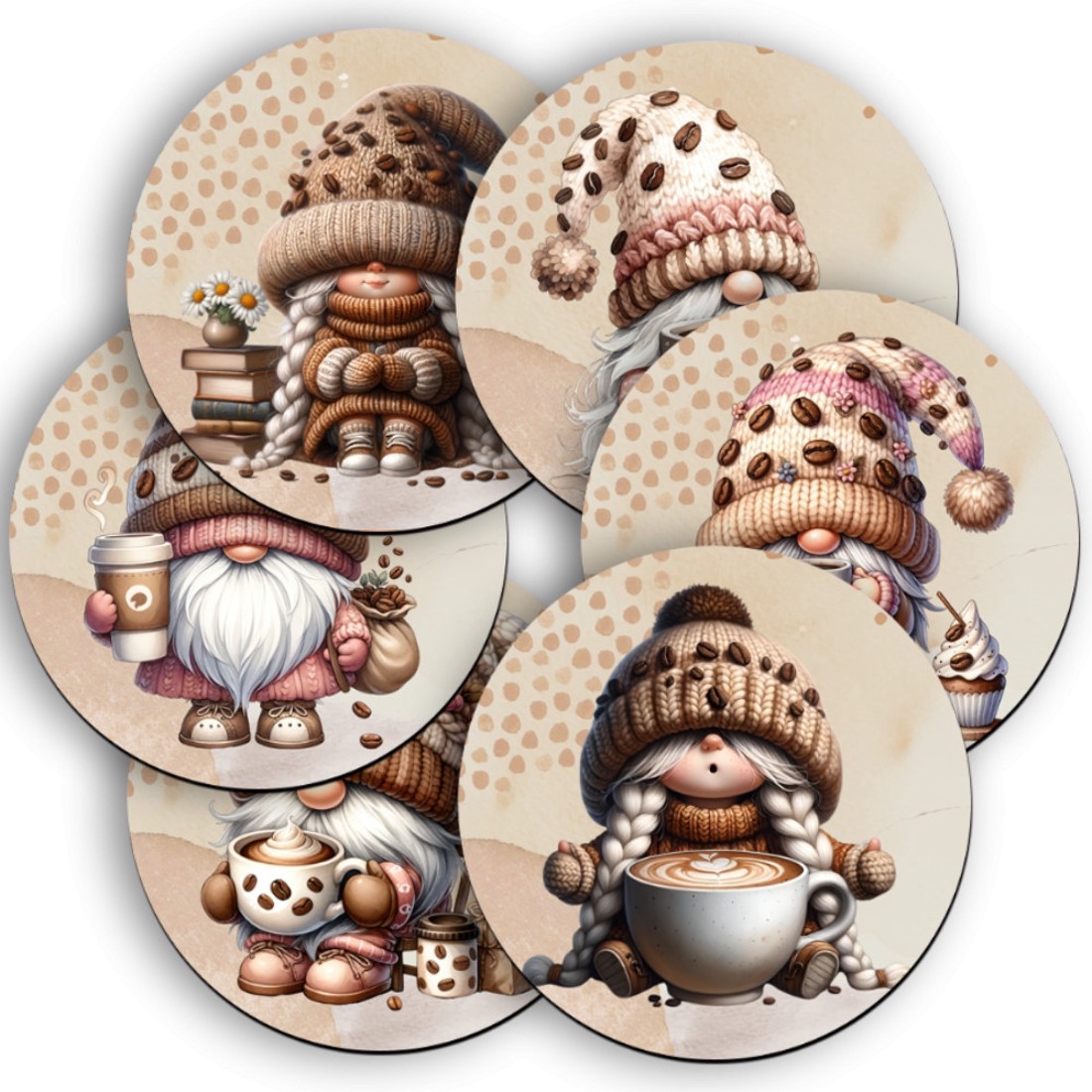 6 db cuki Kávés manós poháralátét szett (#62) -  - Meska.hu