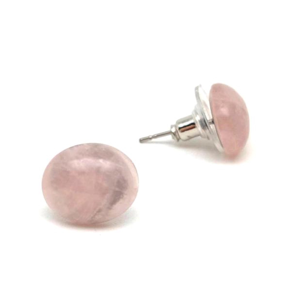 Fülbevaló ovális rózsakvarc 10x12mm - ékszer - fülbevaló - pötty fülbevaló - Meska.hu
