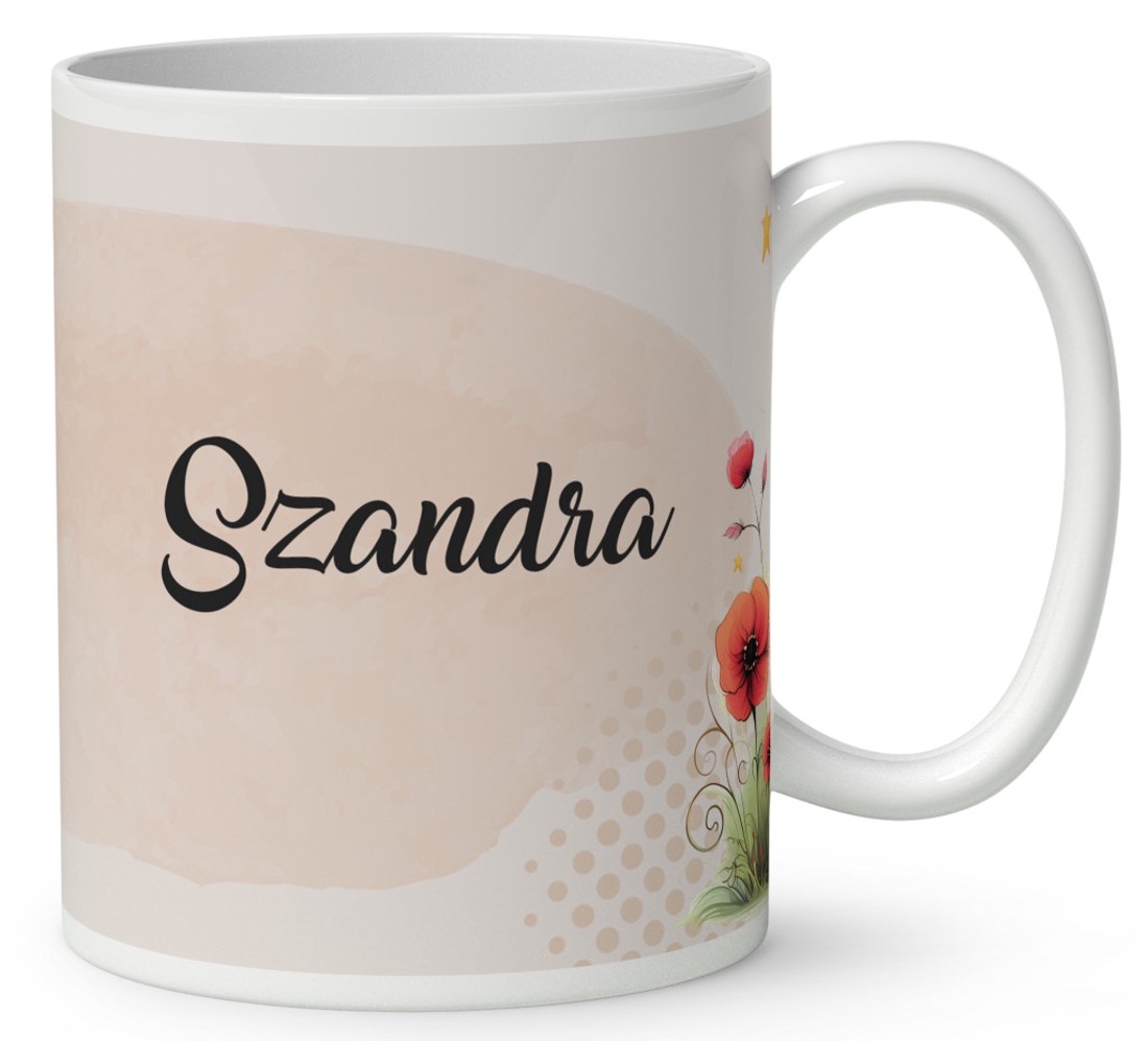 Névvel kérhető - Cuki pipacs tündérlány és a hold mintás bögre - otthon & életmód - konyhafelszerelés, tálalás - tálalás - bögre & csésze - Meska.hu