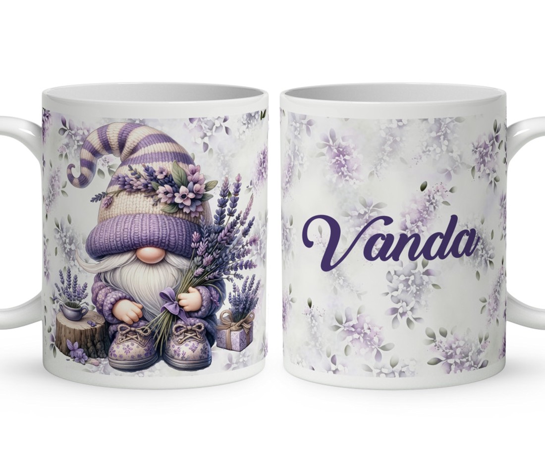 Névvel kérhető - Kedves levendulás manó mintás bögre - otthon & életmód - konyhafelszerelés, tálalás - tálalás - bögre & csésze - Meska.hu