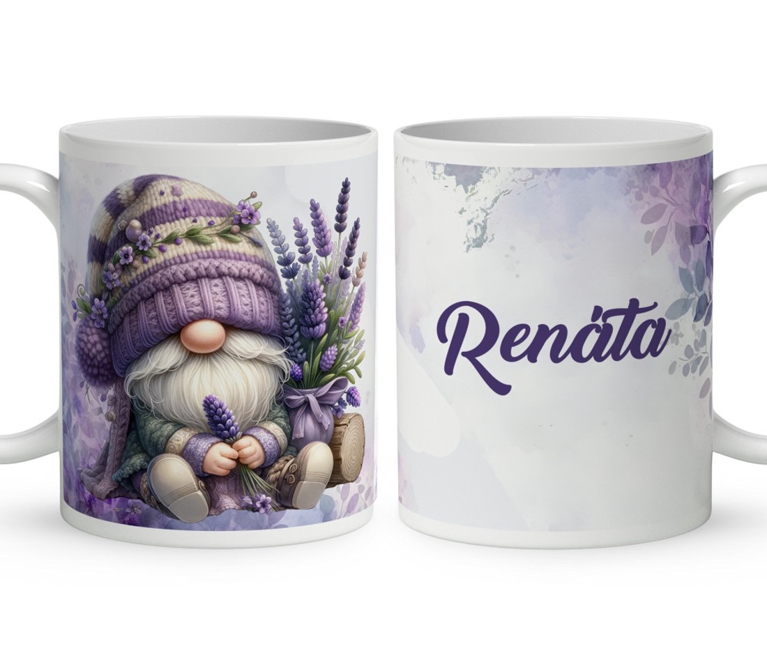 Névvel kérhető - Tündéri levendulás manó mintás bögre - otthon & életmód - konyhafelszerelés, tálalás - tálalás - bögre & csésze - Meska.hu
