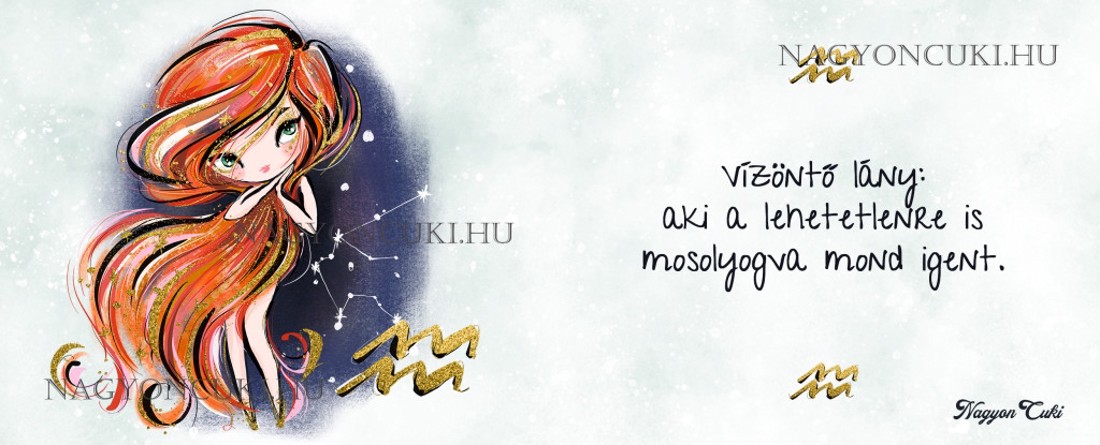 Személyre szabható - Vörös hajú Csini Vízöntő lány mintás bögre - otthon & életmód - konyhafelszerelés, tálalás - tálalás - bögre & csésze - Meska.hu