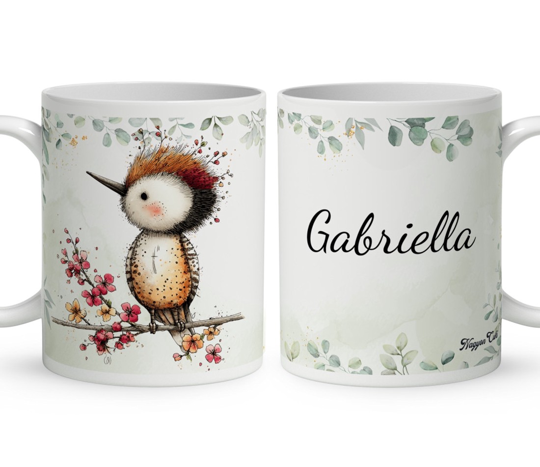 Névvel kérhető - Tündéri harkály, az erdő kis dobosa mintás bögre - otthon & életmód - konyhafelszerelés, tálalás - tálalás - bögre & csésze - Meska.hu