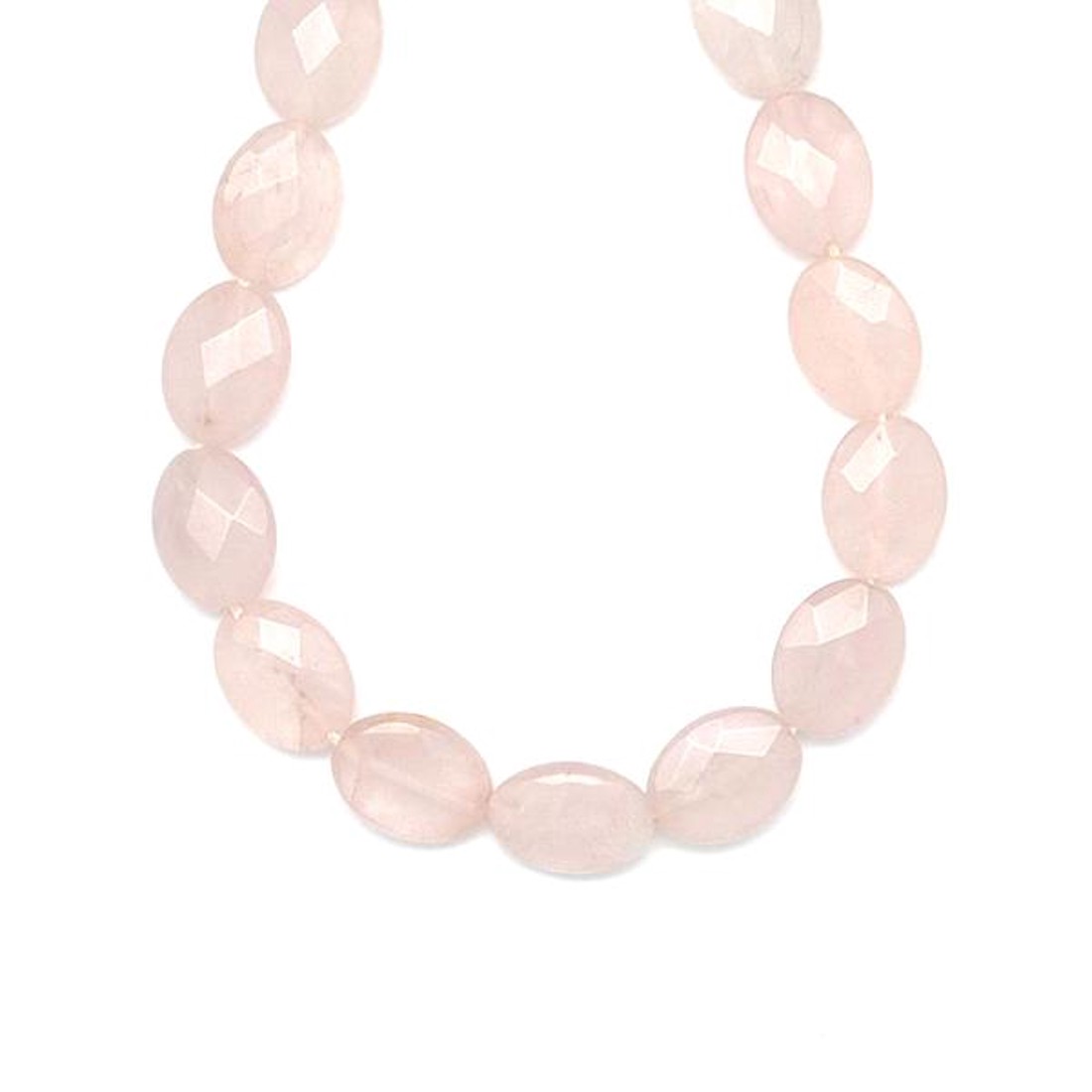 Rózsakvarc fazettált ovális 12x16mm ékszerkészítő alapanyag (füzér) - kellékek & szerszámok - ásvány alapanyag - ásványfüzér - Meska.hu
