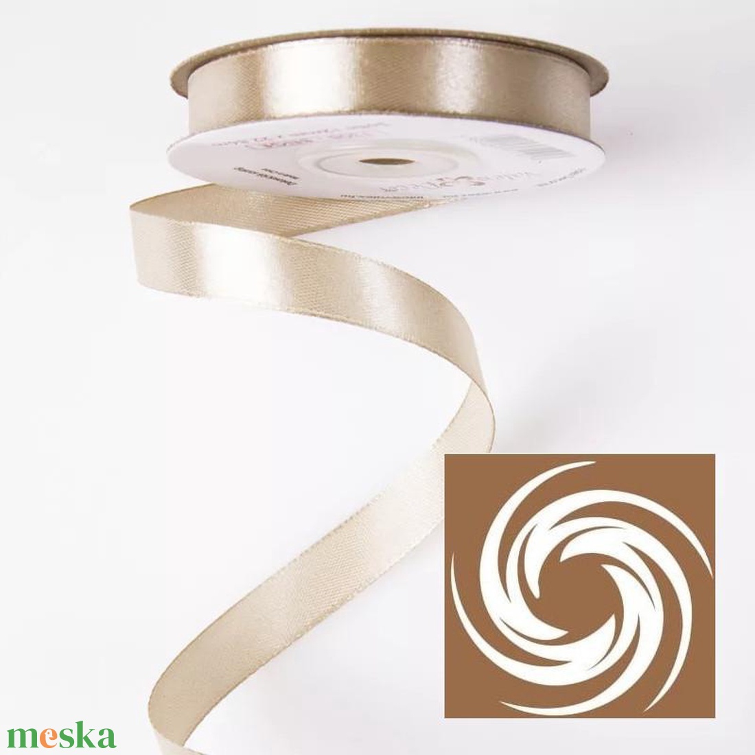 Szatén szalag 12mmx22,86m - bézs - kellékek & szerszámok - rövidáru - szalag, pánt - Meska.hu
