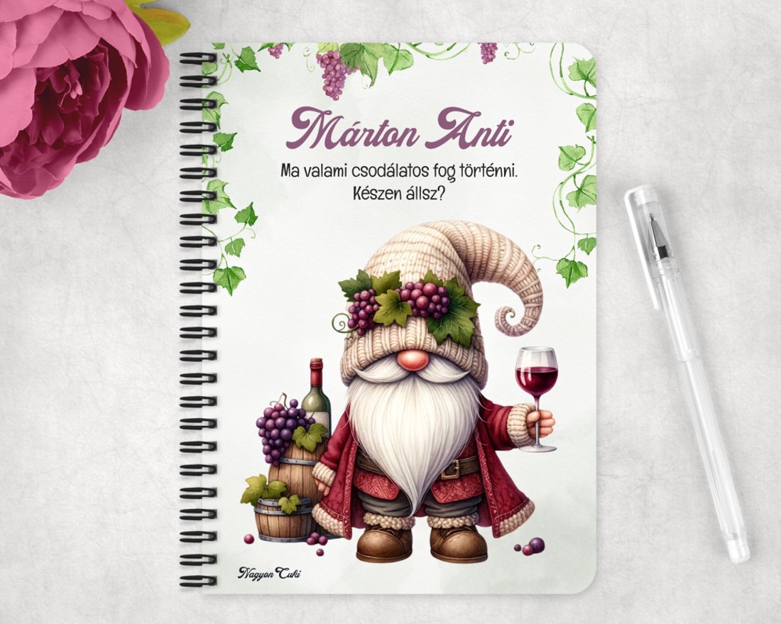 Személyre szabható - A legjobb borász manó mintás A5-ös füzet - otthon & életmód - papír, írószer - jegyzetfüzet & napló - Meska.hu