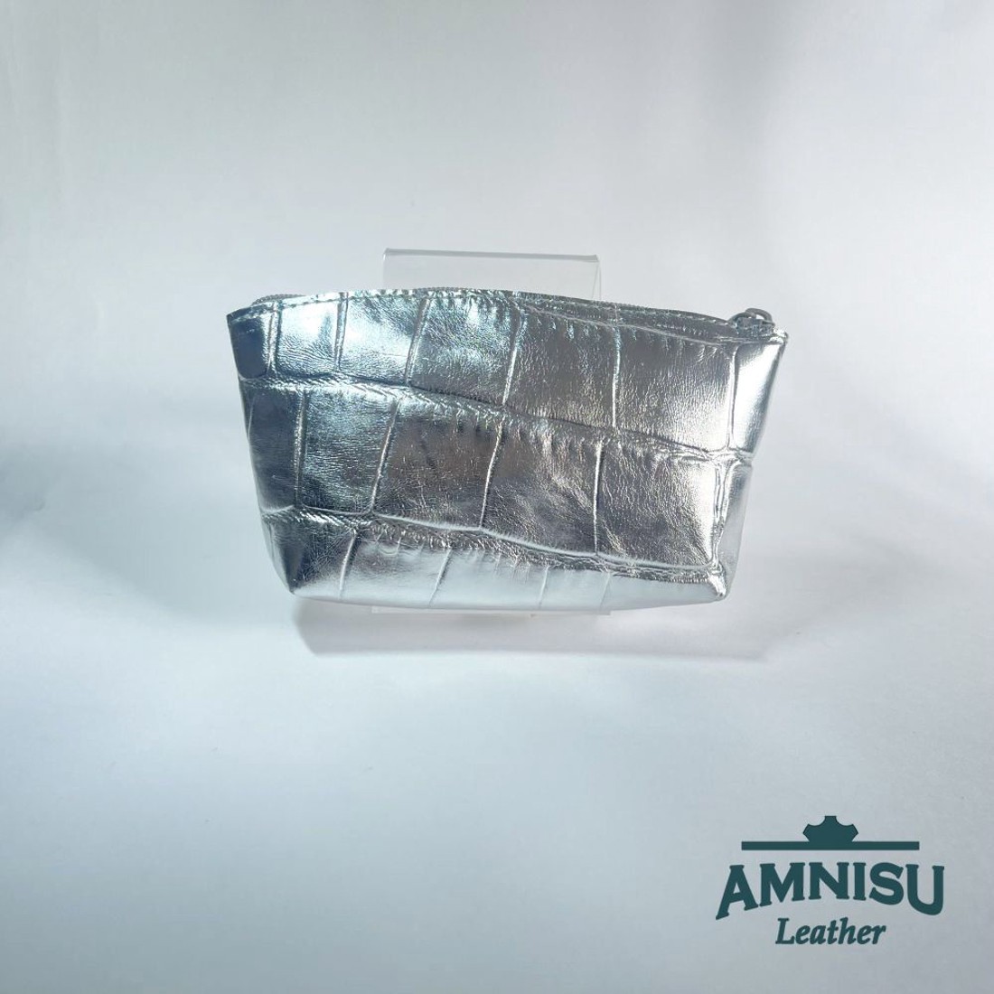 Ezüst krokkómintás egy cipzáras kulcstartó sárkány szemmel F1002 - táska & tok - kulcstartó & táskadísz - kulcstartó - Meska.hu