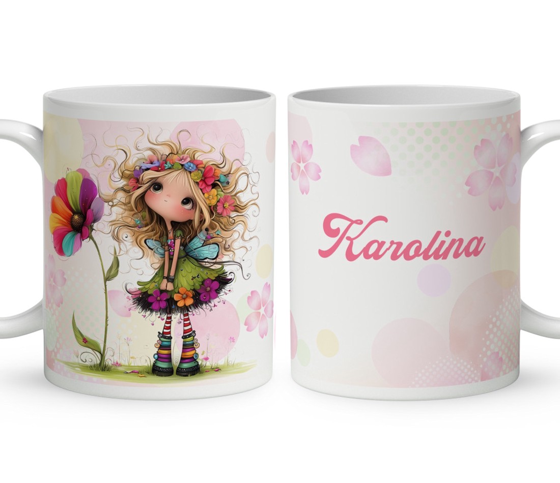 Névvel kérhető - Nagyon édes virág tündér mintás bögre - otthon & életmód - konyhafelszerelés, tálalás - tálalás - bögre & csésze - Meska.hu