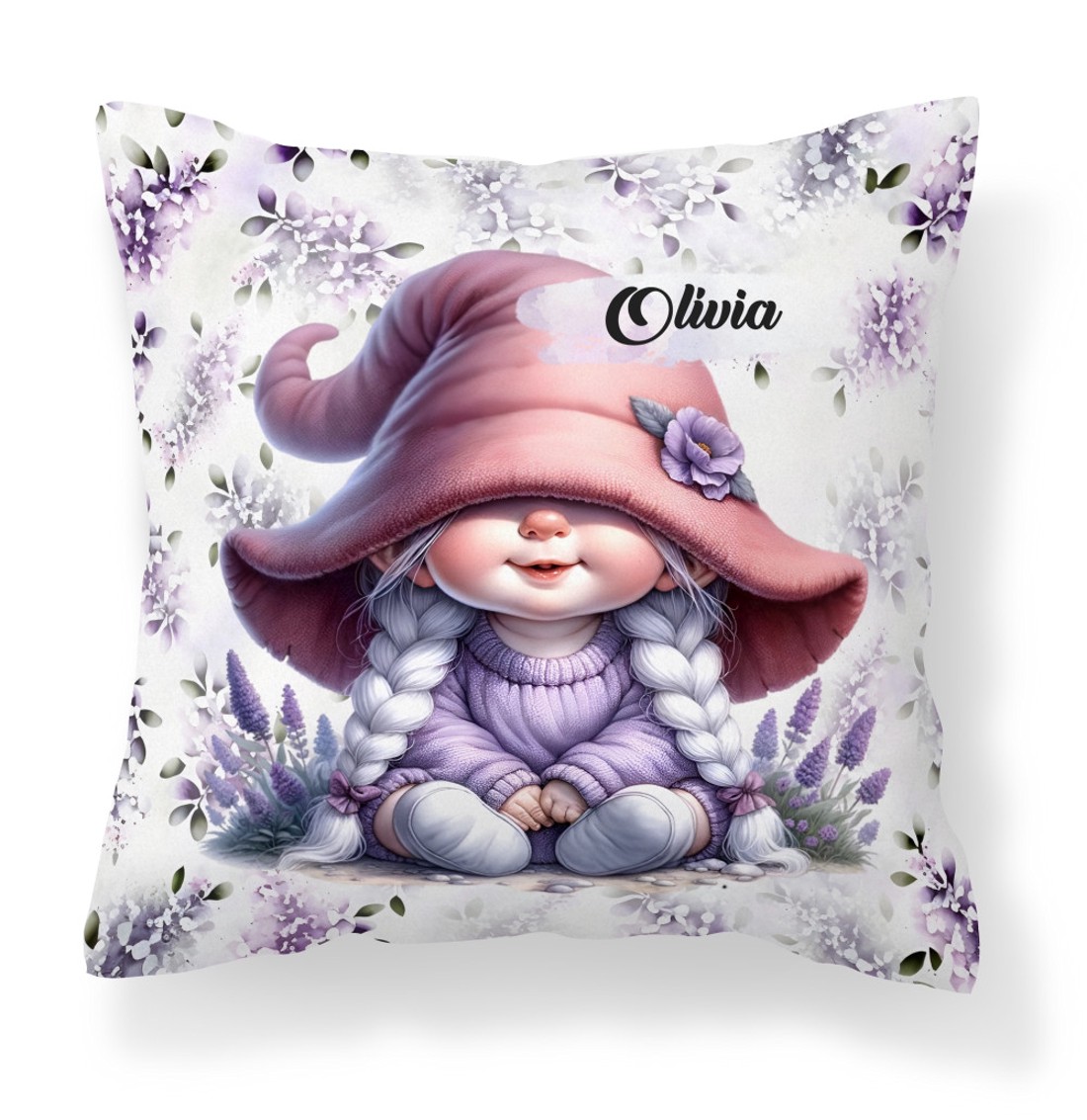 Névvel kérhető - Kalapos levendulás manólány mintás párna - otthon & életmód - lakástextil - párna & párnahuzat - díszpárna (belsővel együtt) - Meska.hu