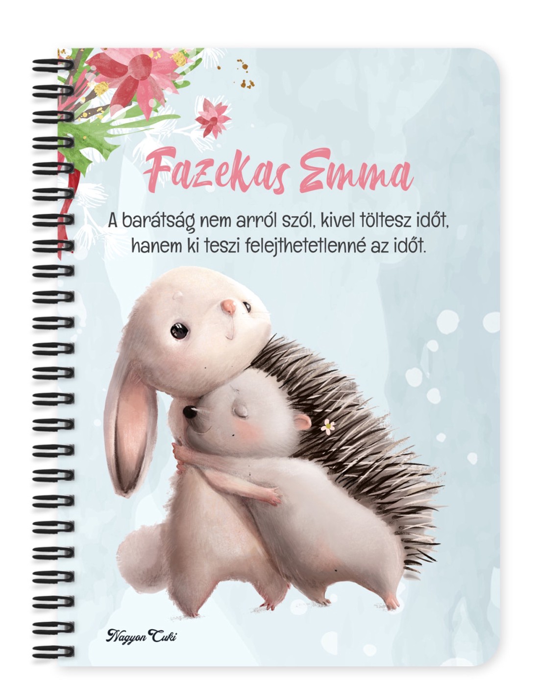 Személyre szabható - Nyuszi és Süni mintás A6-os füzet - otthon & életmód - papír, írószer - jegyzetfüzet & napló - Meska.hu