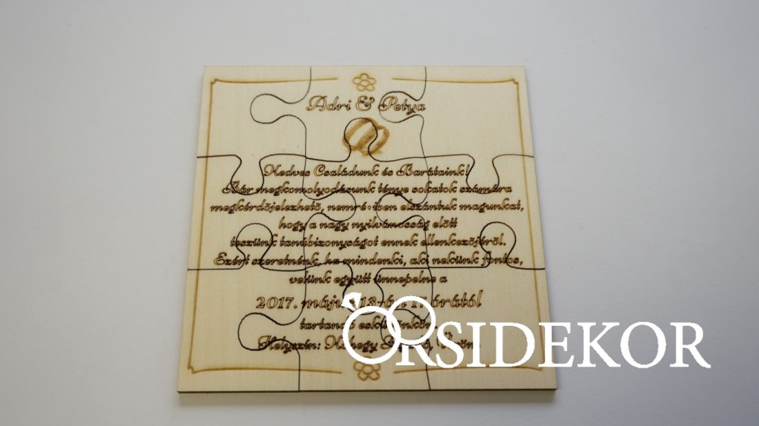 Puzzle meghívó organza zsákban - esküvő - meghívó & kártya - meghívó - Meska.hu