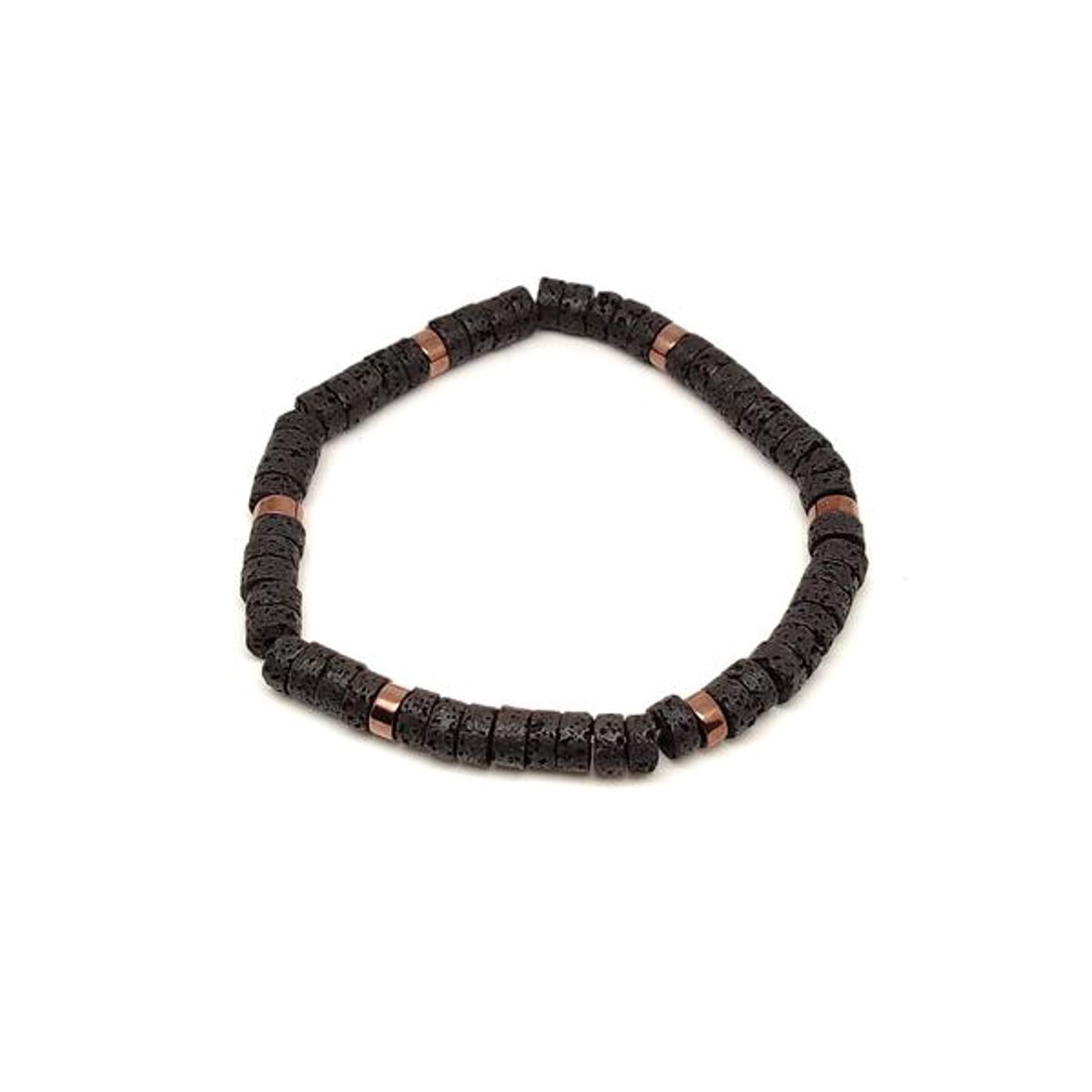 Bazalt ásvány karkötő bronz korong köztessel 67 mm - ékszer - karkötő - ásványkarkötő - Meska.hu