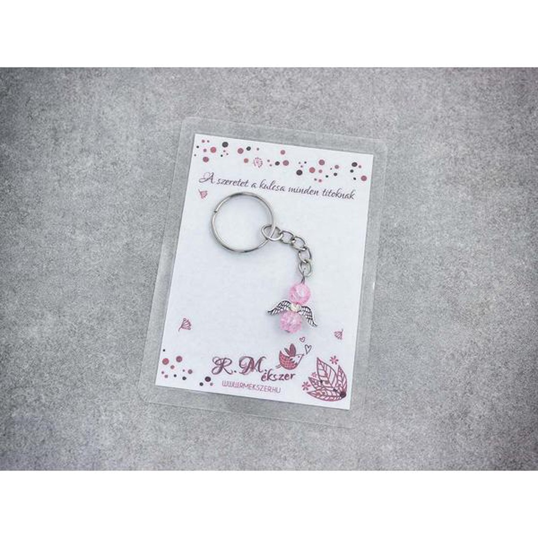 A szeretet a kulcsa rózsaszín angyal medálos kulcstartó - táska & tok - kulcstartó & táskadísz - kulcstartó - Meska.hu