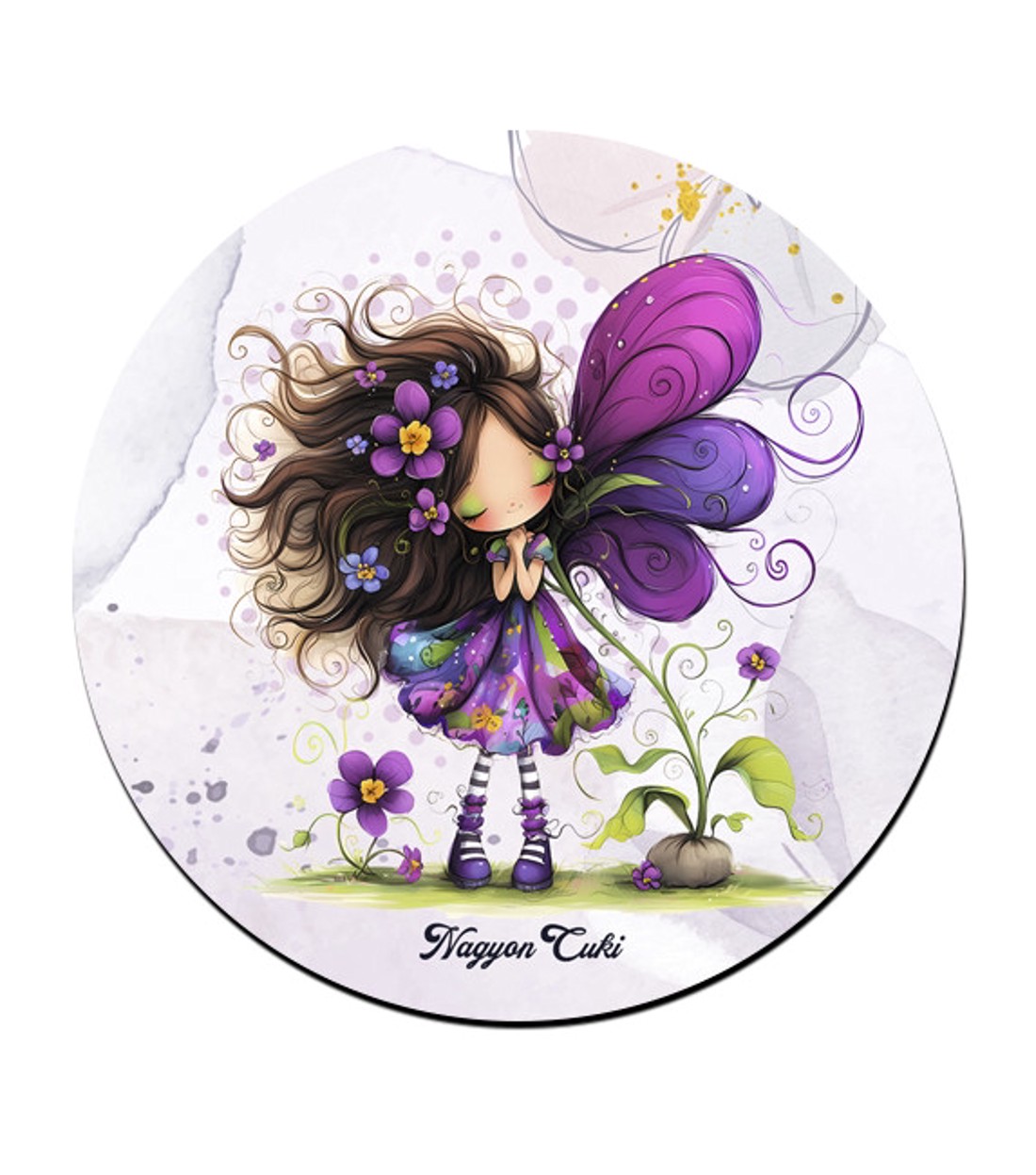 Cuki ibolya virágos tündér pohár alátét -  - Meska.hu