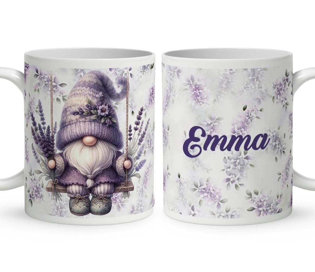 Névvel kérhető - Hintázó Levendulás manó mintás bögre - otthon & életmód - konyhafelszerelés, tálalás - tálalás - bögre & csésze - Meska.hu