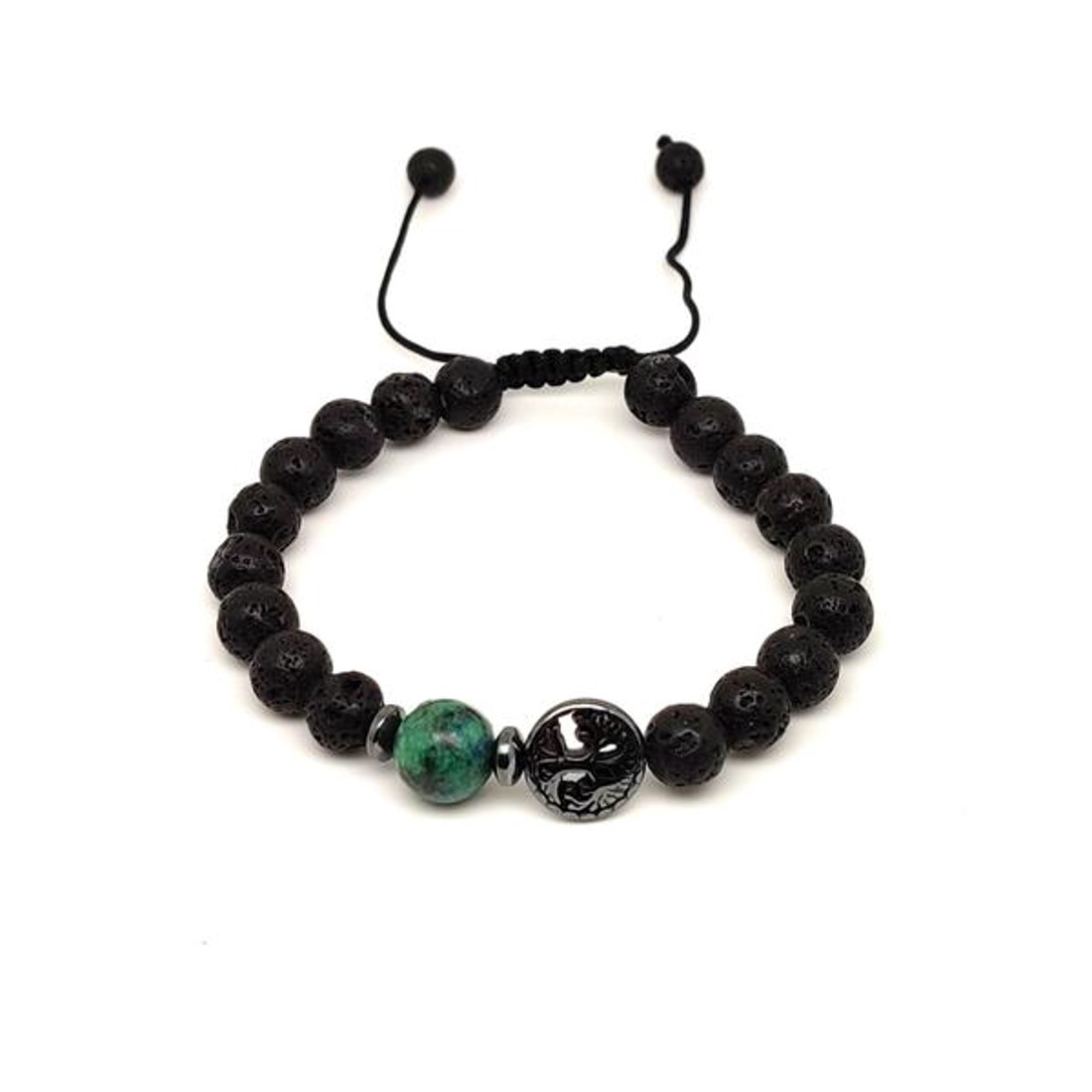 Bazalt életfa karkötő Achát Crazy gyönggyel 8 mm - ékszer - karkötő - ásványkarkötő - Meska.hu
