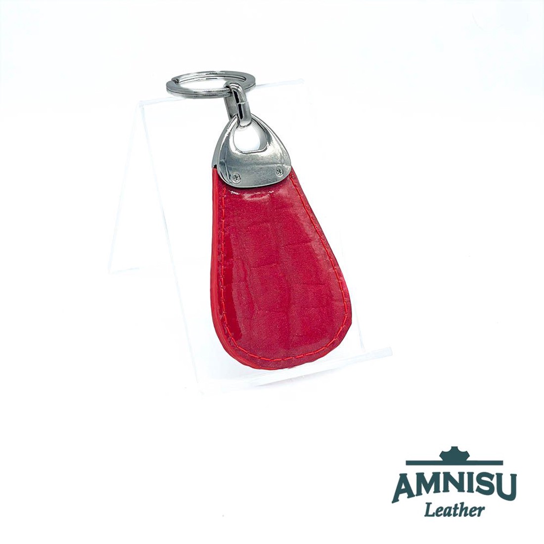 Piros lakk krokkómintás csepp alakú kristály köves kulcstartó H5008 -  - Meska.hu