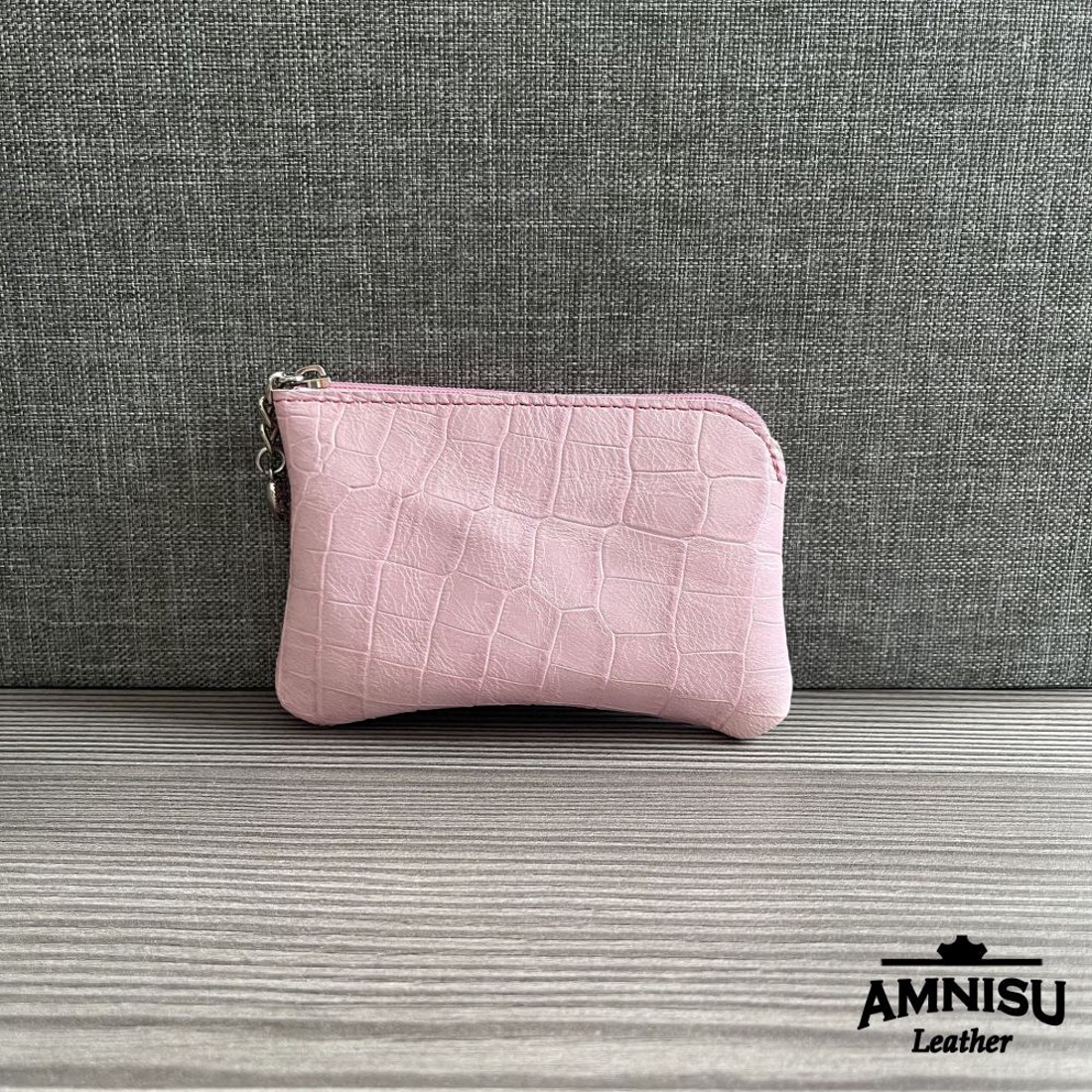 Rózsaszín krokkómintás egy cipzáras kulcstartó A4006 - táska & tok - kulcstartó & táskadísz - kulcstartó - Meska.hu