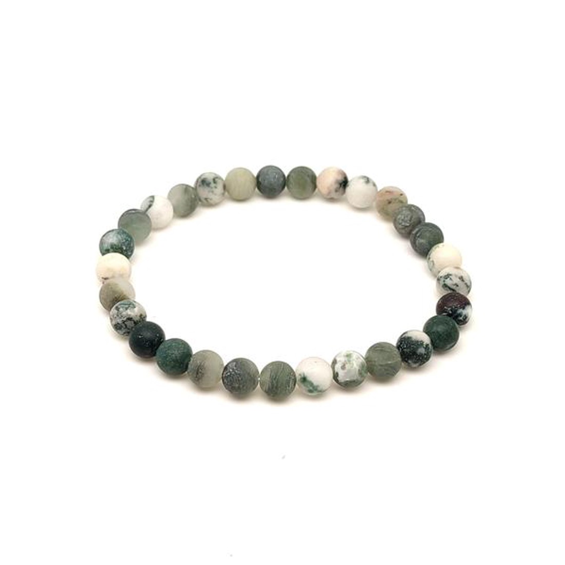 Achát fa matt ásvány karkötő golyós 6mm - ékszer - karkötő - ásványkarkötő - Meska.hu