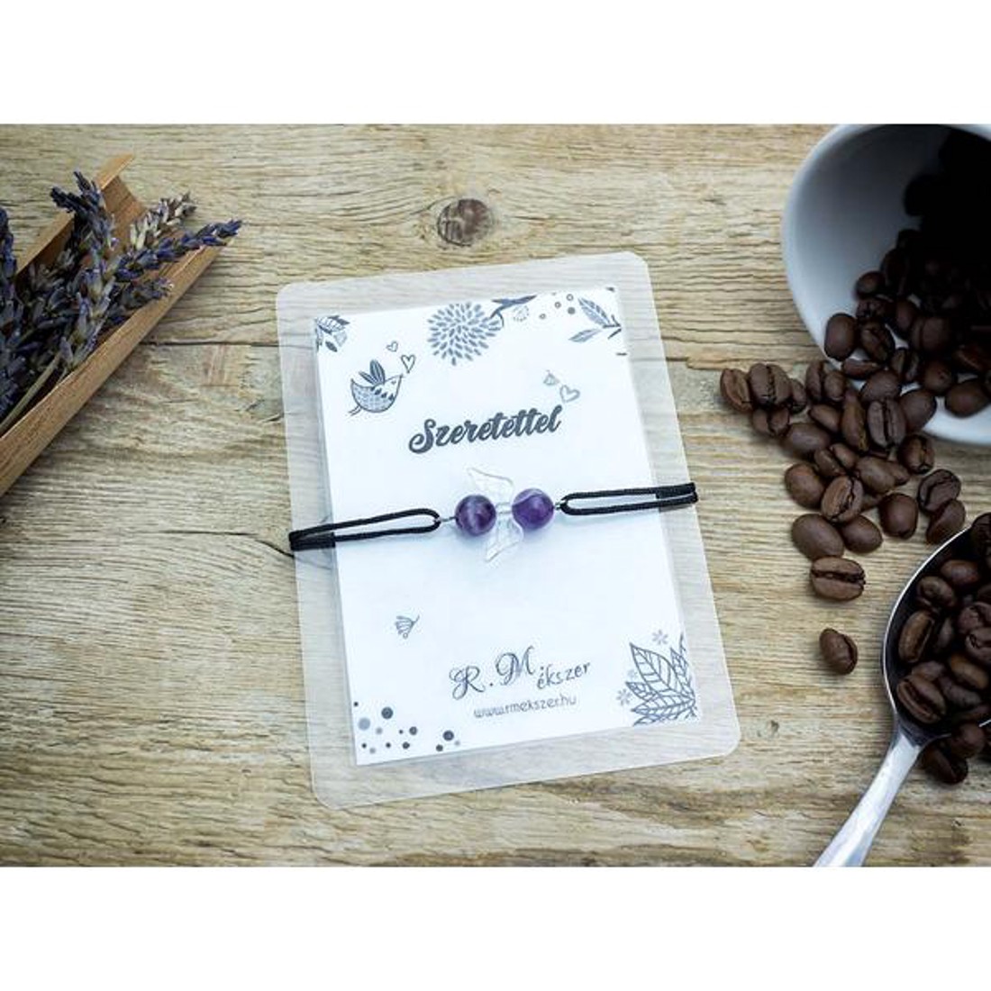 Szeretettel ametiszt angyal karkötő - ékszer - karkötő - gyöngyös karkötő - Meska.hu