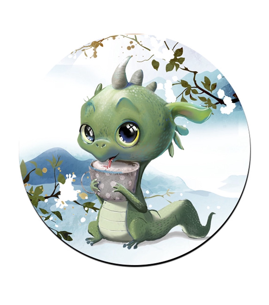 Cuki kávézós sárkány mintás bögre alátét -  - Meska.hu