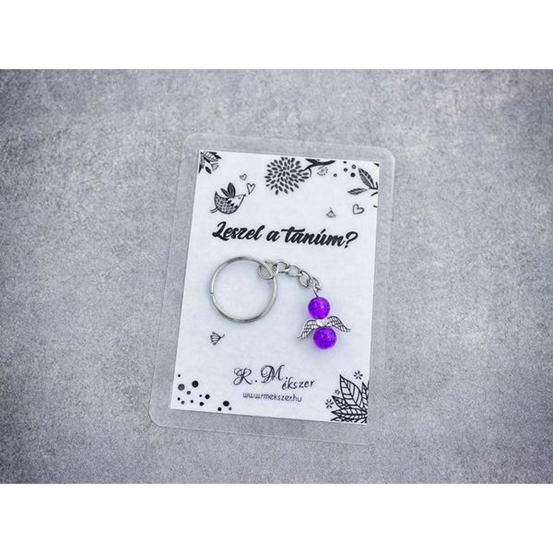 Leszel a tanúm lila angyal medálos kulcstartó - esküvő - meghívó & kártya - tanú felkérő - Meska.hu
