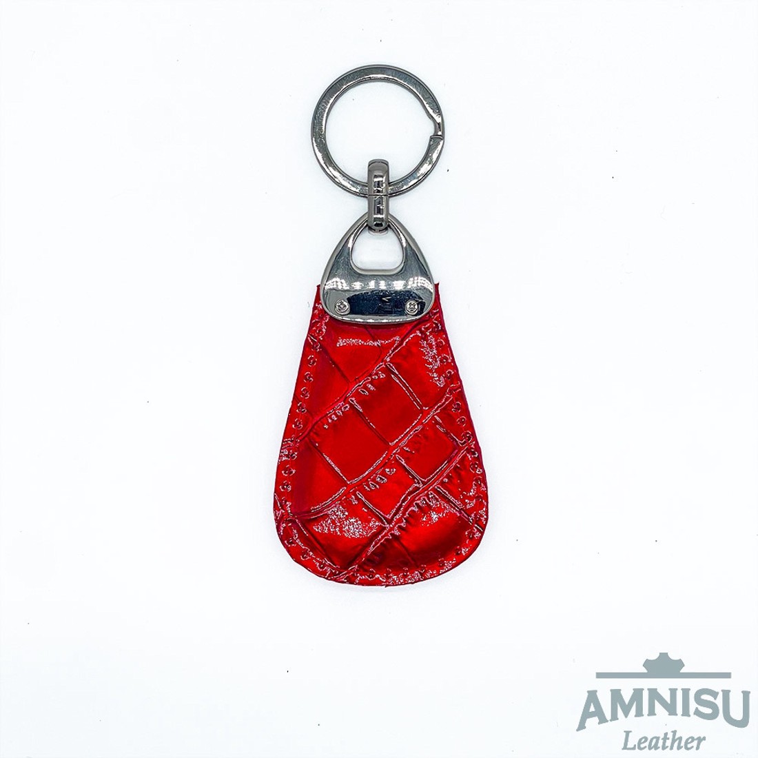 Meggy piros lakk krokkómintás csepp alakú swarovski köves bőr kulcstartó H5023 - táska & tok - kulcstartó & táskadísz - kulcstartó - Meska.hu