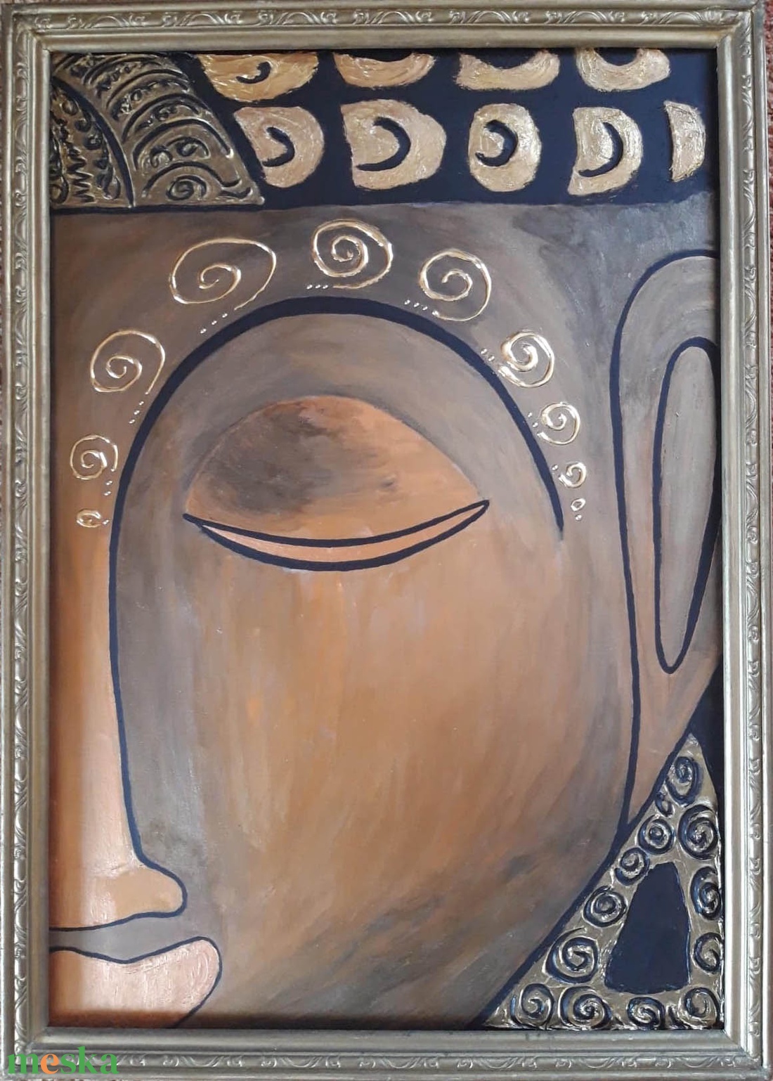 Arany Buddha festmény keretben - művészet - festmény - akril - Meska.hu