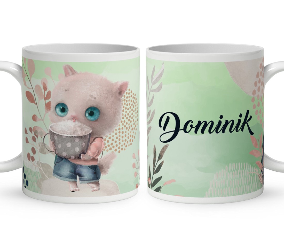 Kérd a Neveddel - Kávés cuki cica mintás bögre - otthon & életmód - konyhafelszerelés, tálalás - tálalás - bögre & csésze - Meska.hu