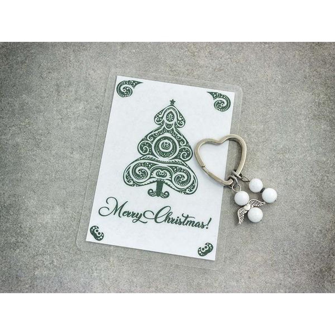 Merry Christmas kulcstartó tejkvarccal - táska & tok - kulcstartó & táskadísz - kulcstartó - Meska.hu