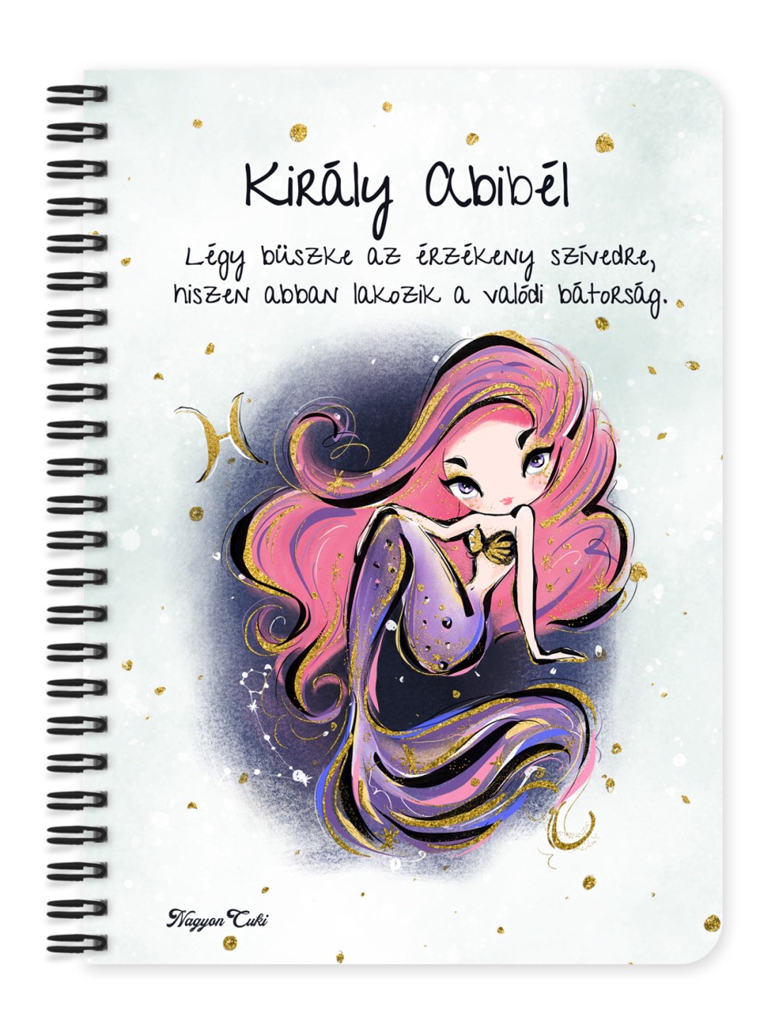 Személyre szabható - Rózsaszín hajú Csini Halak lány mintás A5-ös füzet - otthon & életmód - papír, írószer - jegyzetfüzet & napló - Meska.hu