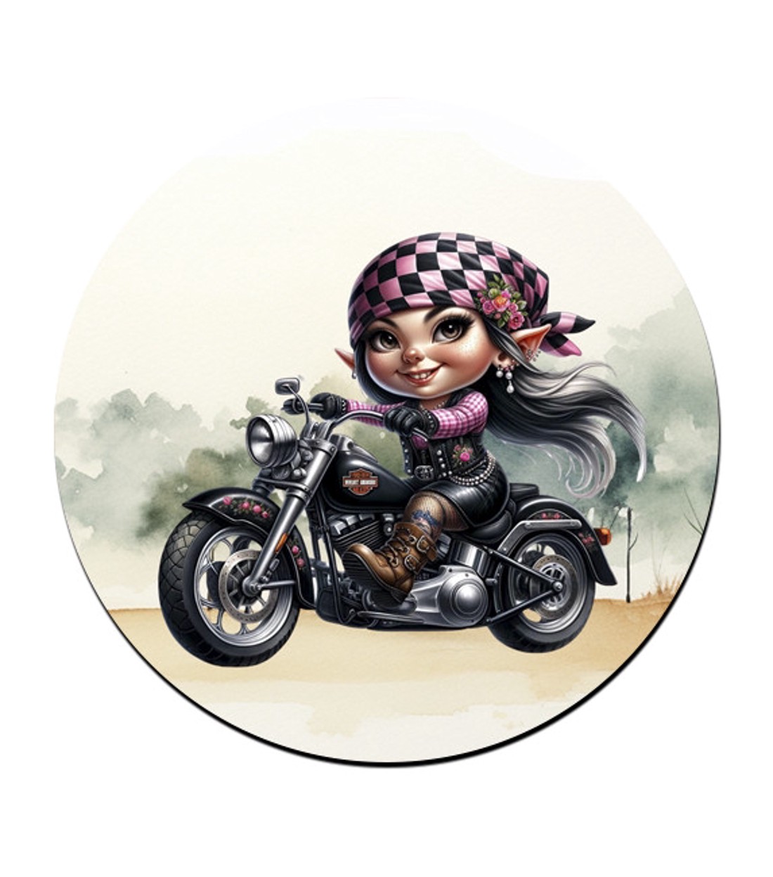 Széles utat - Motoros manó lány mintás bögre alátét -  - Meska.hu