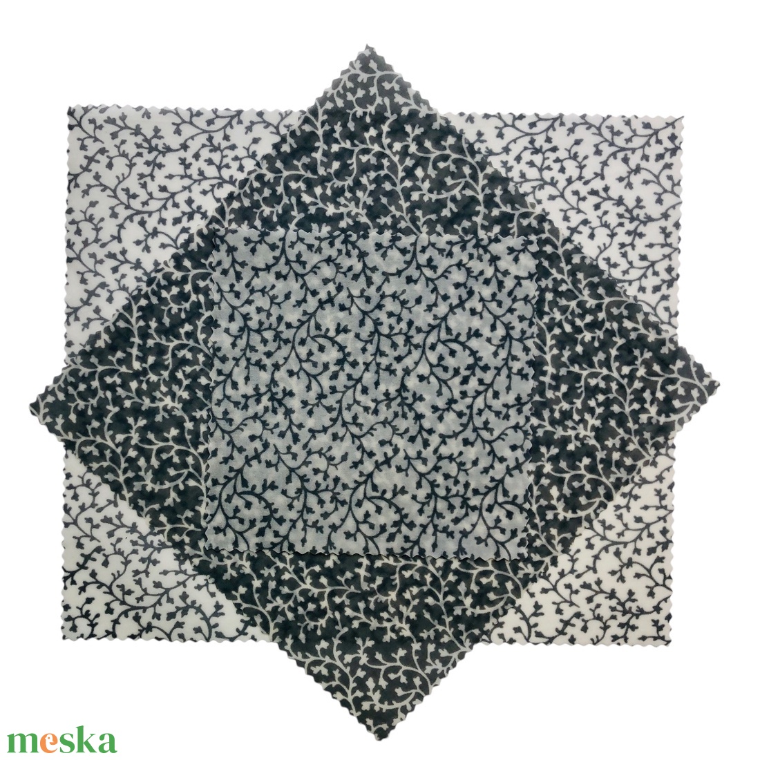 Méhviaszos kendő csomag (Fehér-Szürke-Fehér indavirág) - otthon & életmód - konyhafelszerelés, tálalás - konyhai textil - szalvéta - Meska.hu