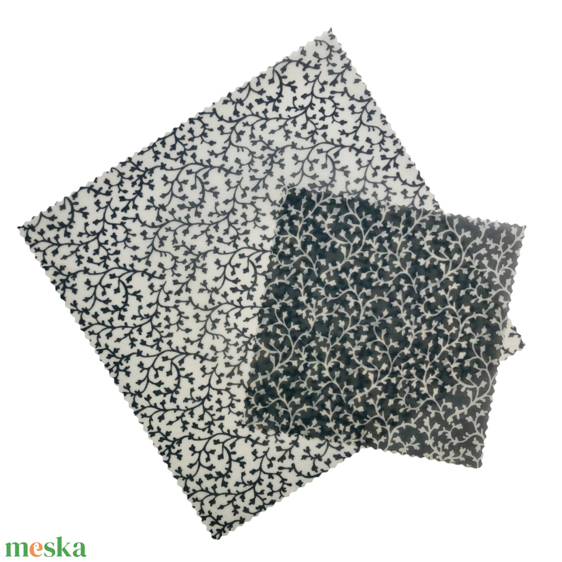 Méhviaszos kendő csomag (Szürke-Fehér-Szürke indavirág) - otthon & életmód - konyhafelszerelés, tálalás - konyhai textil - szalvéta - Meska.hu