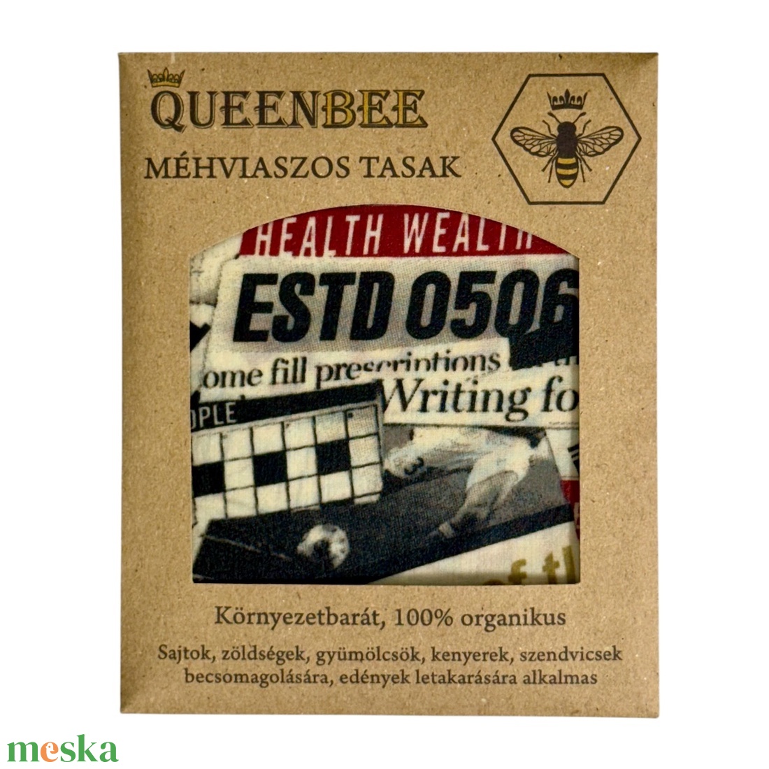 Méhviaszos tasak 3 méretben (Újságos) - táska & tok - uzsonna- & ebéd tartó - szendvics csomagoló - Meska.hu