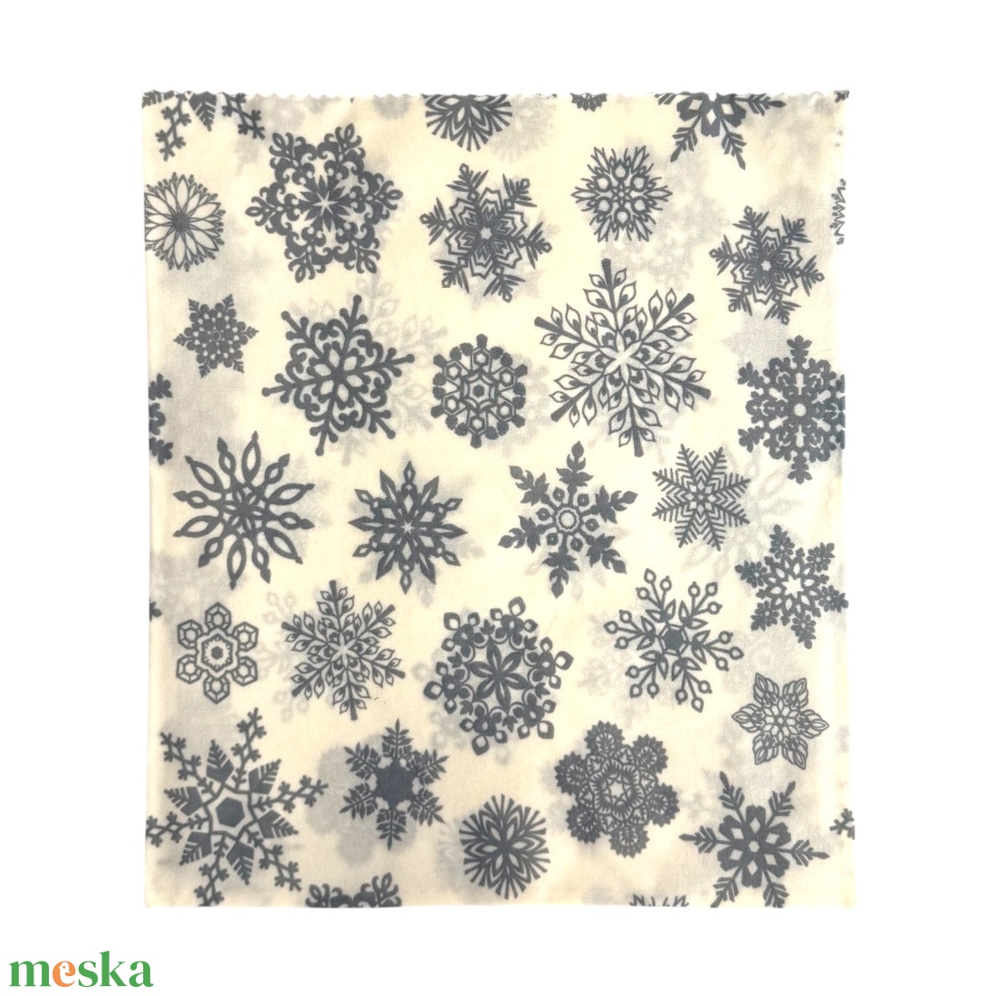 Méhviaszos tasak 3 méretben (Fehér-Szürke Hópelyhes) - táska & tok - uzsonna- & ebéd tartó - szendvics csomagoló - Meska.hu