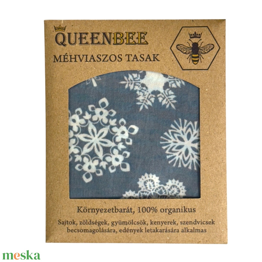 Méhviaszos tasak 3 méretben (Szürke-Fehér Hópelyhes) - táska & tok - uzsonna- & ebéd tartó - szendvics csomagoló - Meska.hu