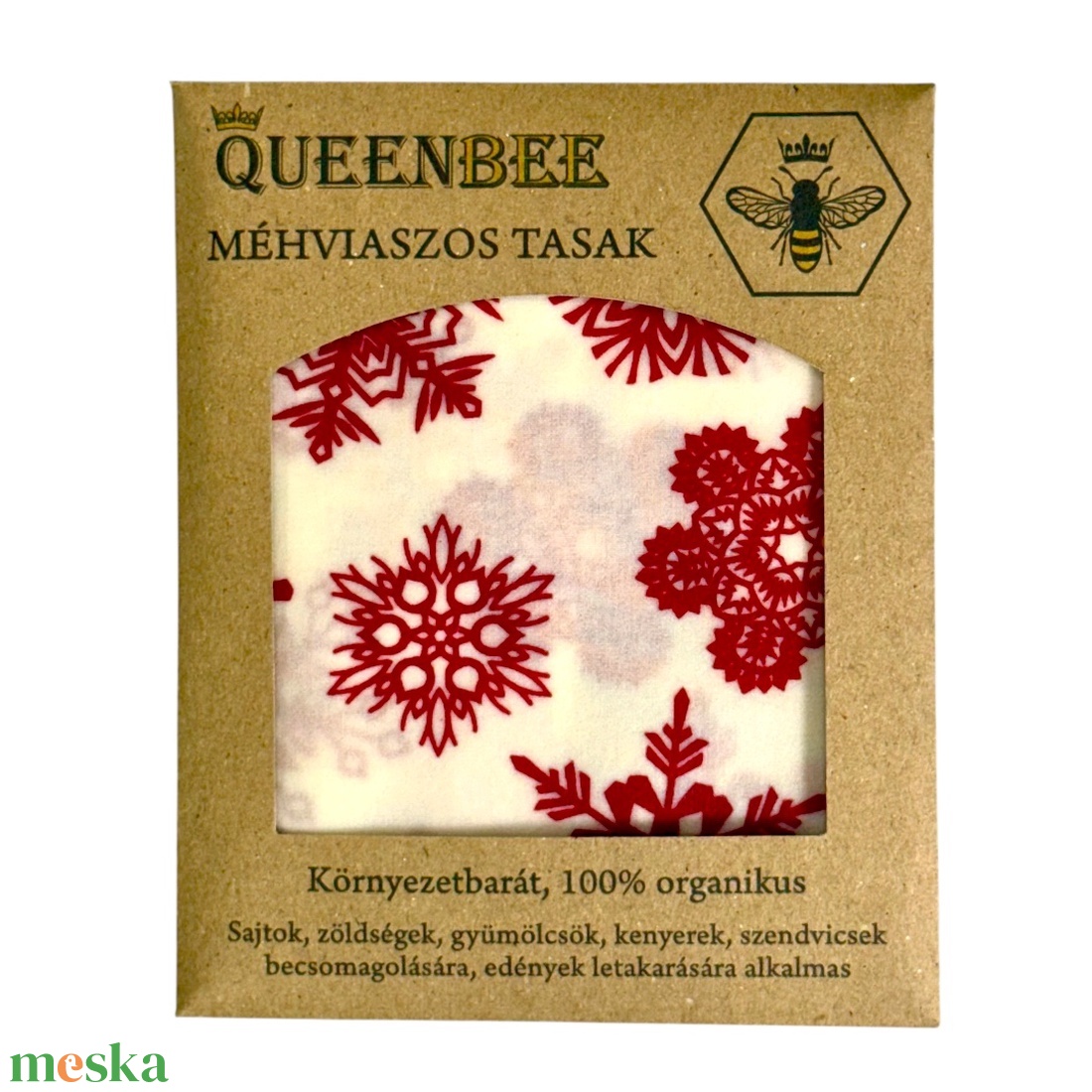 Méhviaszos tasak 3 méretben (Fehér-Piros Hópelyhes) - táska & tok - uzsonna- & ebéd tartó - szendvics csomagoló - Meska.hu