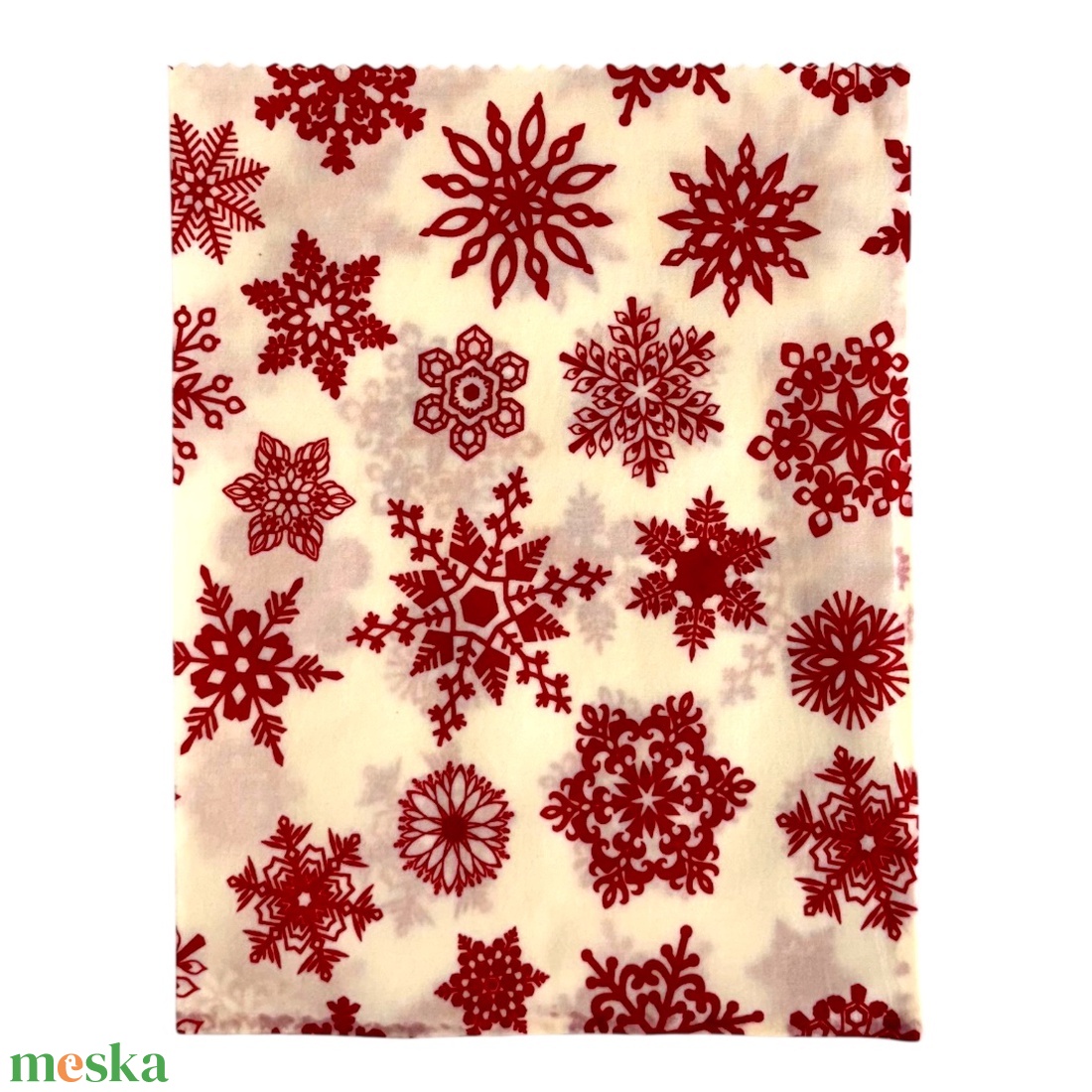 Méhviaszos tasak 3 méretben (Fehér-Piros Hópelyhes) - táska & tok - uzsonna- & ebéd tartó - szendvics csomagoló - Meska.hu